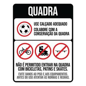 Placa Sinalização Regras Da Quadra - 36X46