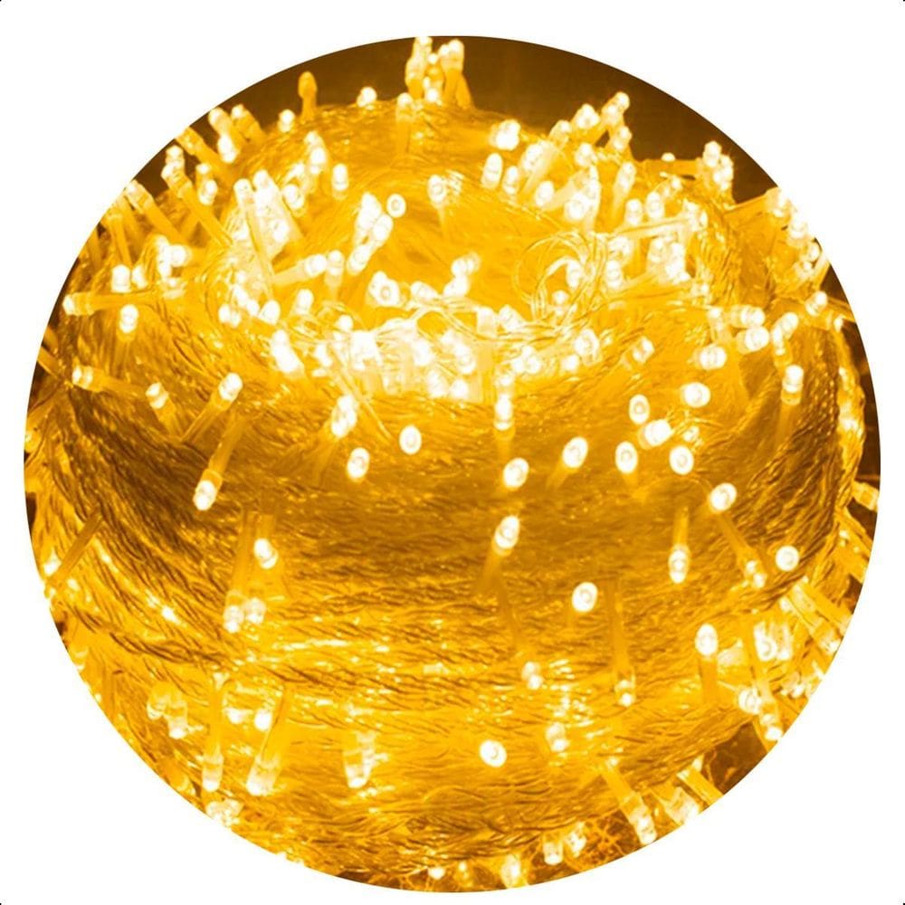 Pisca Cordão 100 Led 10M Modos 127V Fio Transparente -Quente
