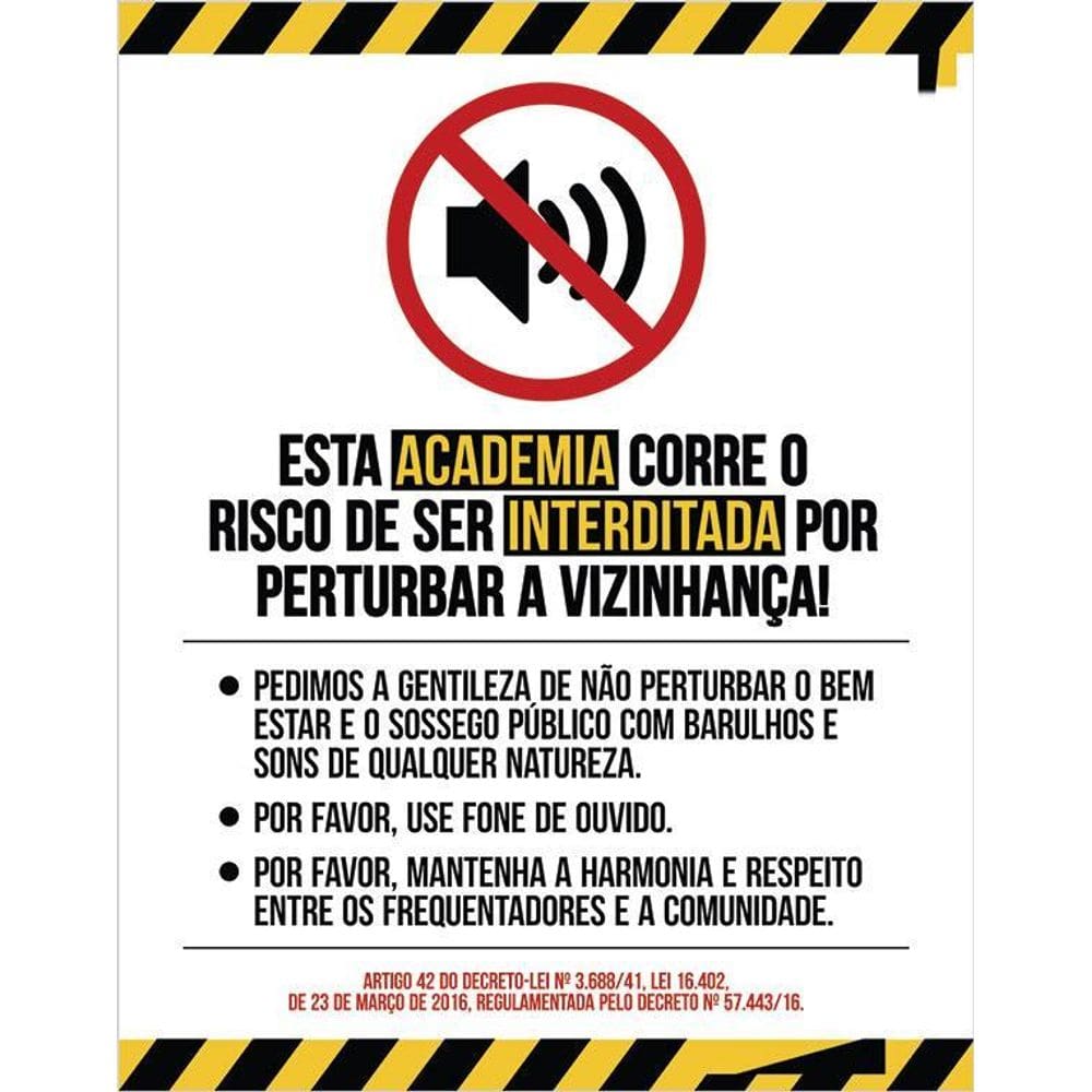 Placa De Sinalização - Academia Não Faça Barulho 36X46