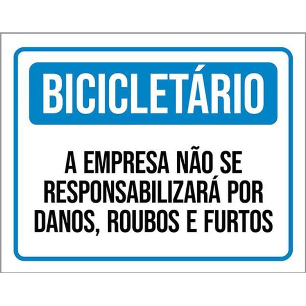 Kit 3 Placas Bicicletário Empresa Não Responsabiliza Danos
