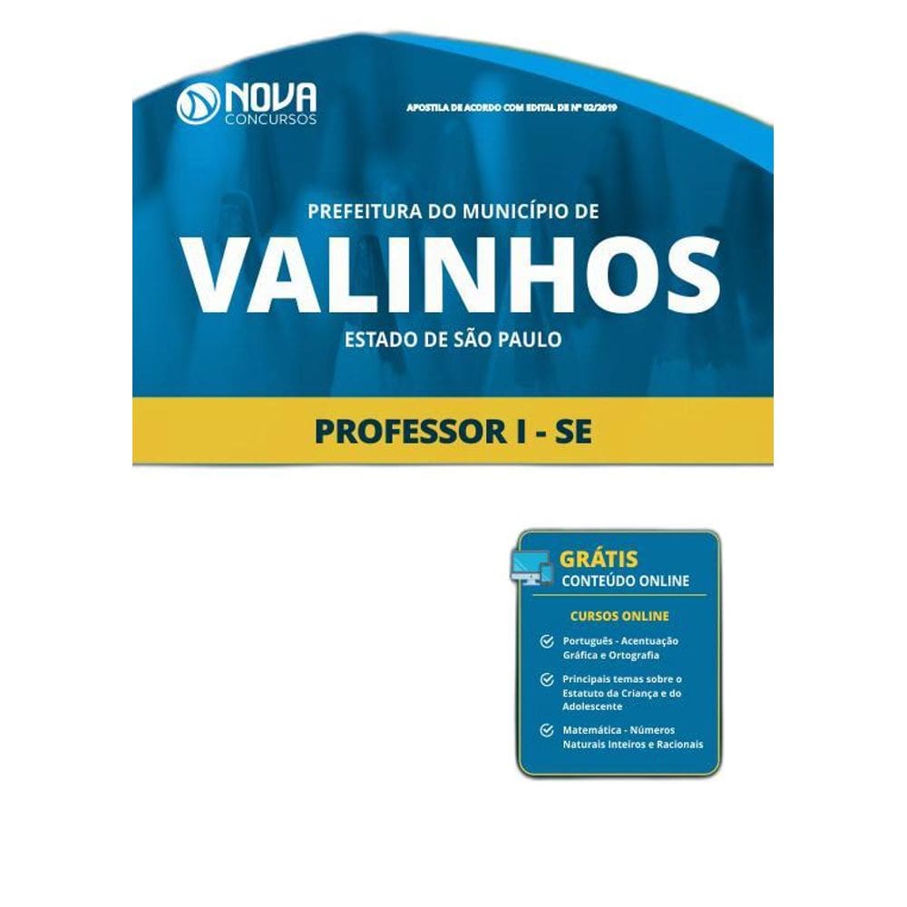 Apostila Prefeitura de Valinhos-SP 2019 - Professor I - SE