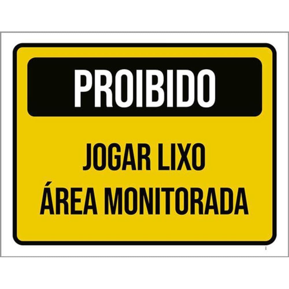 Kit 3 Placas Sinalização Proibido Jogar Lixo Área Monitorada