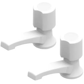 Torneira Para Lavatório Plástica Branca Kit 02 Un