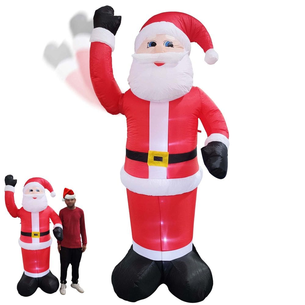 Papai Noel Inflável Elétrico Natal com Braço Mecanico Festas Fim de Ano Gigante Led Luz Decoração Natalino