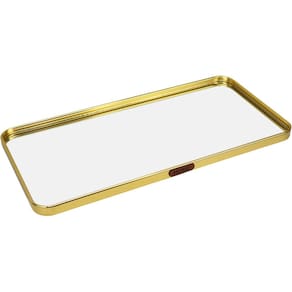 BANDEJA DECORATIVO PARA SERVIR RETANGULAR HOME&CO COM ESPELHO METAL 1x40x20cm DOURADO