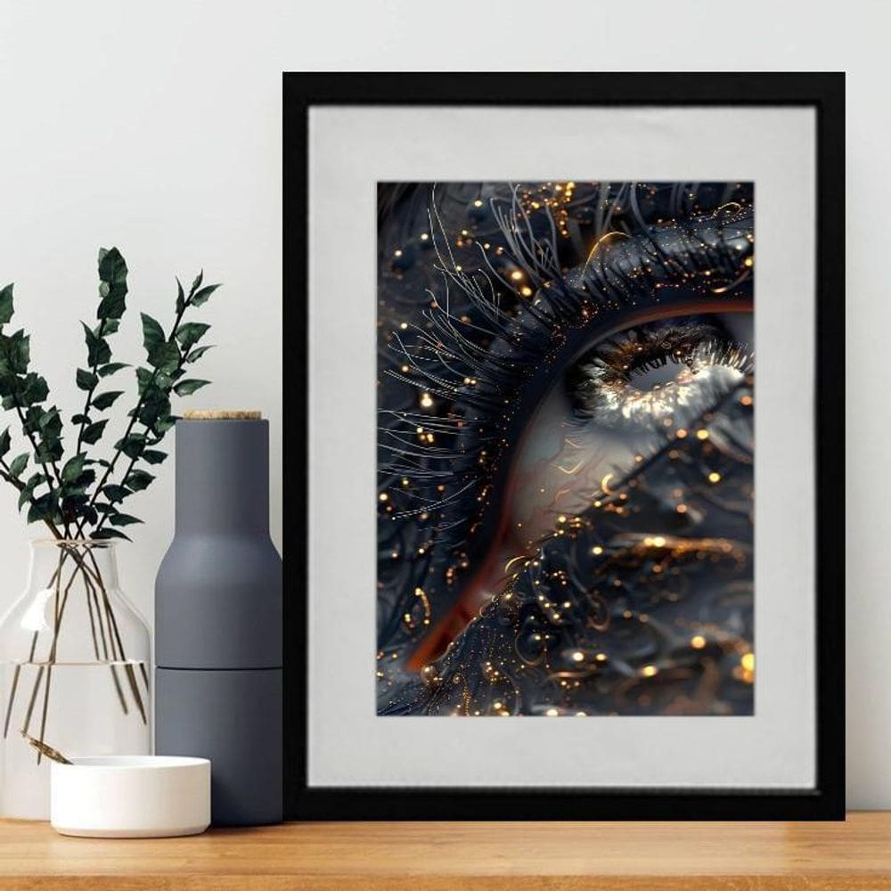 Quadro Decorativo Olho Fios Dourados 60X4Cm