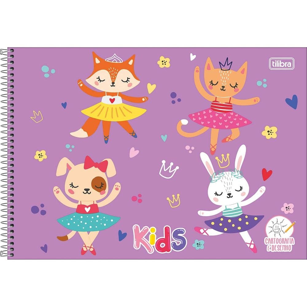 Caderno Espiral Cartografia e Desenho Capa Dura Sapeca Kids Menina/Menino 48 Fls - Tilibra
