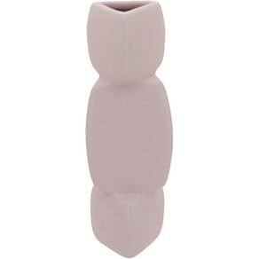 VASO DECORATIVO ENFEITE CASA GEOMÉTRICO HOME&CO CERÂMICA 21x7x7cm ROSA CLARO