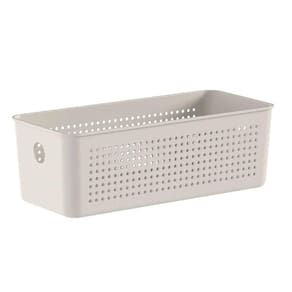 Cesto Organizador 27x12x9cm Flow Bege Caixa Organizadora 3L Lavanderia Banheiro