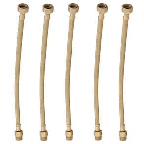 Kit 5 Engate Mangueira Flexível Dourado Trançado Inox 60Cm