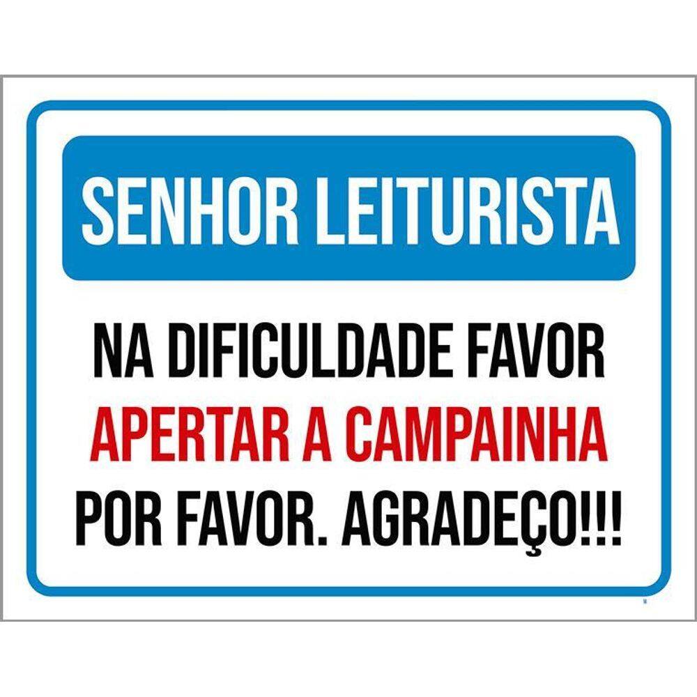 Placa Senhor Leiturista Aperte Campainha 36X46
