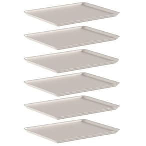 6 Bandejas Plásticas para Servir 27x22cm Restaurante Refeitório Fast Food Bege Ou
