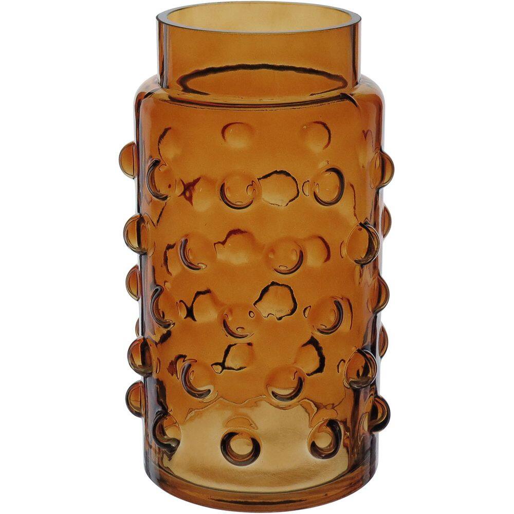 VASO DECORATIVO ENFEITE CASA DOTS HOME&CO VIDRO 22x11x11cm ÂMBAR