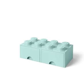 Caixa de armazenamento LEGO Brick Drawer 8 Knobs 2 gavetas Aqua Green