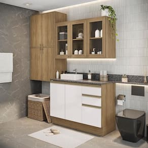 Conjunto Para Banheiro Kappesberg Celeste 4 Peças Nogueira/branco 200cm