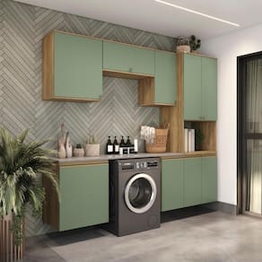 Lavanderia Modulada Kappesberg Celeste 6 Peças Nogueira/verde 250cm