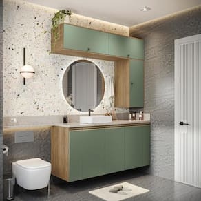 Conjunto Para Banheiro Kappesberg Celeste 7 Peças Nogueira/verde 160cm