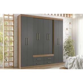 Guarda Roupa 8 Portas e 4 Gavetas Nápoles 8.4 Jatobá/Grafite - Santos Andirá
