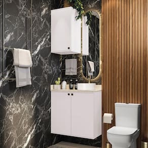 Conjunto Para Banheiro Com Aéreo Kappesberg Celeste 2 Peças Branco 80cm