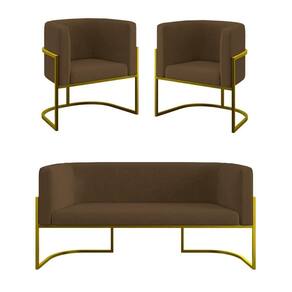 Kit Sofá 2 Lugares + 2 Poltronas Para Recepção Balaqui Marrom