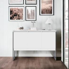 Aparador Buffet Com 3 Portas Bari Branco Preto