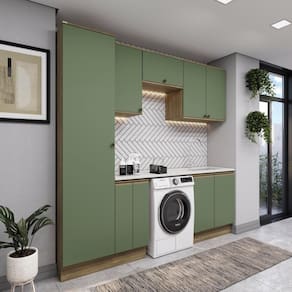 Lavanderia Modulada Kappesberg Celeste 7 Peças Nogueira/verde 230cm