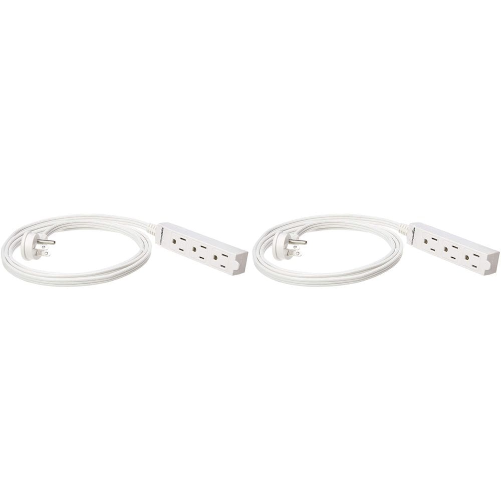 Cabo de extensão Power Strip Amazon Basics, 6 pés e 3 pinos, pacote com 2 pinos