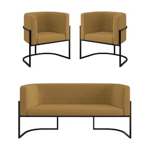 Kit Sofá 2 Lugares + 2 Poltronas Para Recepção Balaqui Capuccino