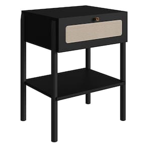 Mesa De Cabeceira 1 Gaveta Palhinha 27932 Oslo Nero Artesano