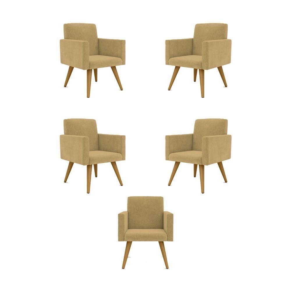Kit 05 Poltronas Nina Decorativa Para Recepção Balaqui Decor Cor:capuccino