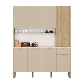 Armário De Cozinha Compacta 8 Portas E 1 Gaveta 161cm Dacar Freijó-vanilla - Pallazio