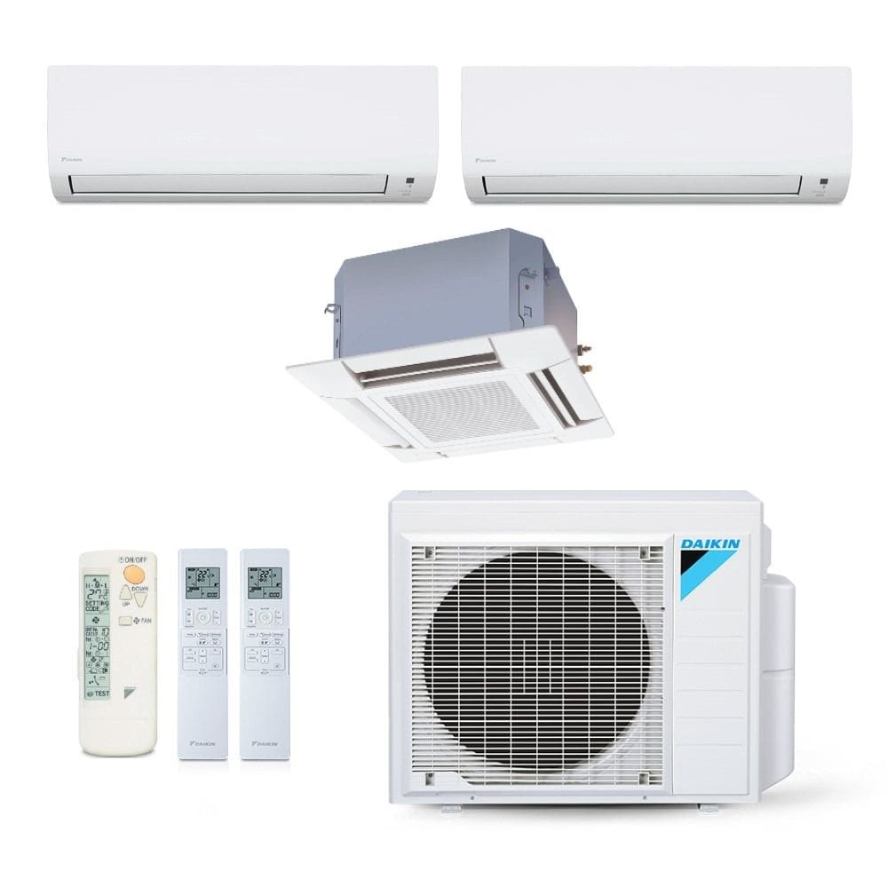 Ar-Condicionado Multi Split Inverter Daikin 28.000 (2x Evap HW 12.000 + 1x Evap Cassete 4 Vias 18.000) Quente/Frio 220V