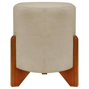 Puff Redondo Eloah Suede Cores Pe Castanho - Nude, Suede