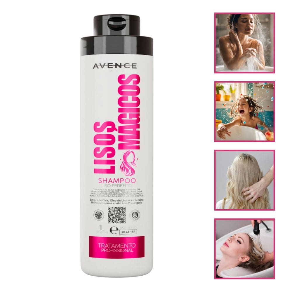 Shampoo Lisos Mágicos 1L Profissional Salão em Casa Brilho Duradouro Anti-Frizz Efeito Liso Brilho