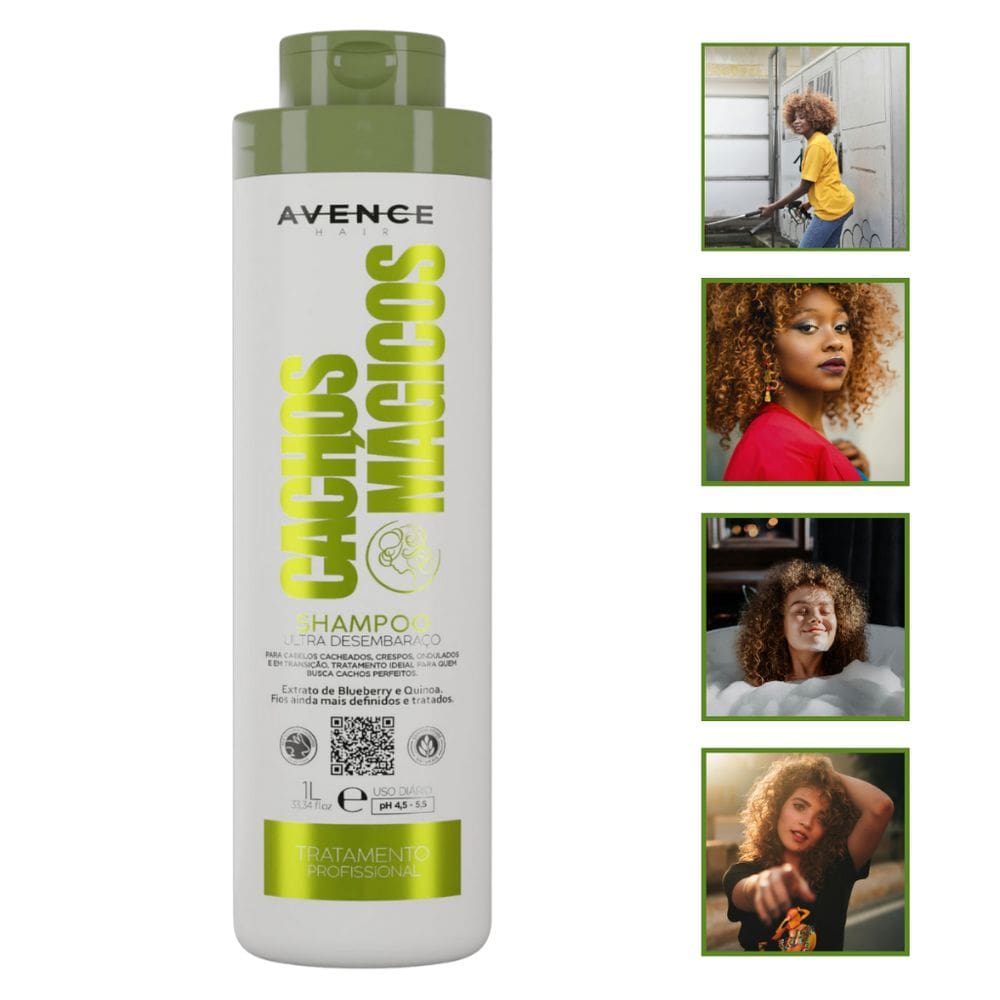 Shampoo Cachos Mágicos 1L Profissional Brilho Definido Salão Em Casa Hidratação Fortalecimento Raiz