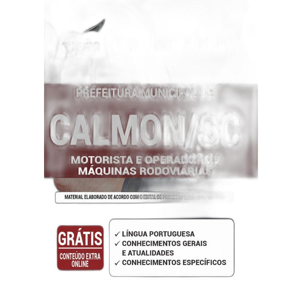 Apostila Prefeitura Calmon Sc Motorista E Operador Máquinas
