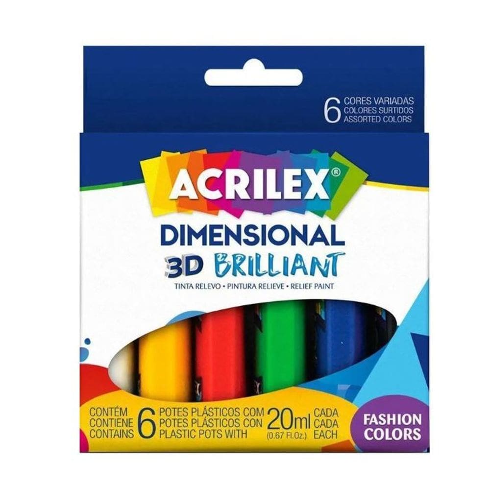 Tinta Dimensional Brilliant 6 Cores - Acrilex