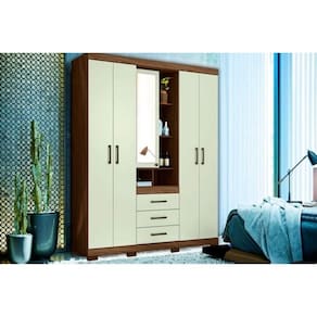 Guarda Roupa Casal 5 Portas e 3 Gavetas Havana Star 5.3 Jatobá/Areia - Santos Andirá