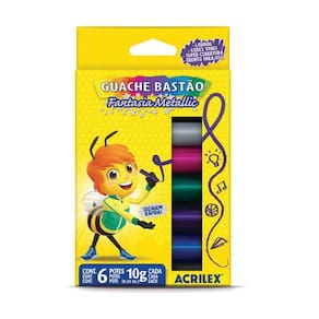 Tinta Guache Bastão 6 Cores Metálico - Acrilex