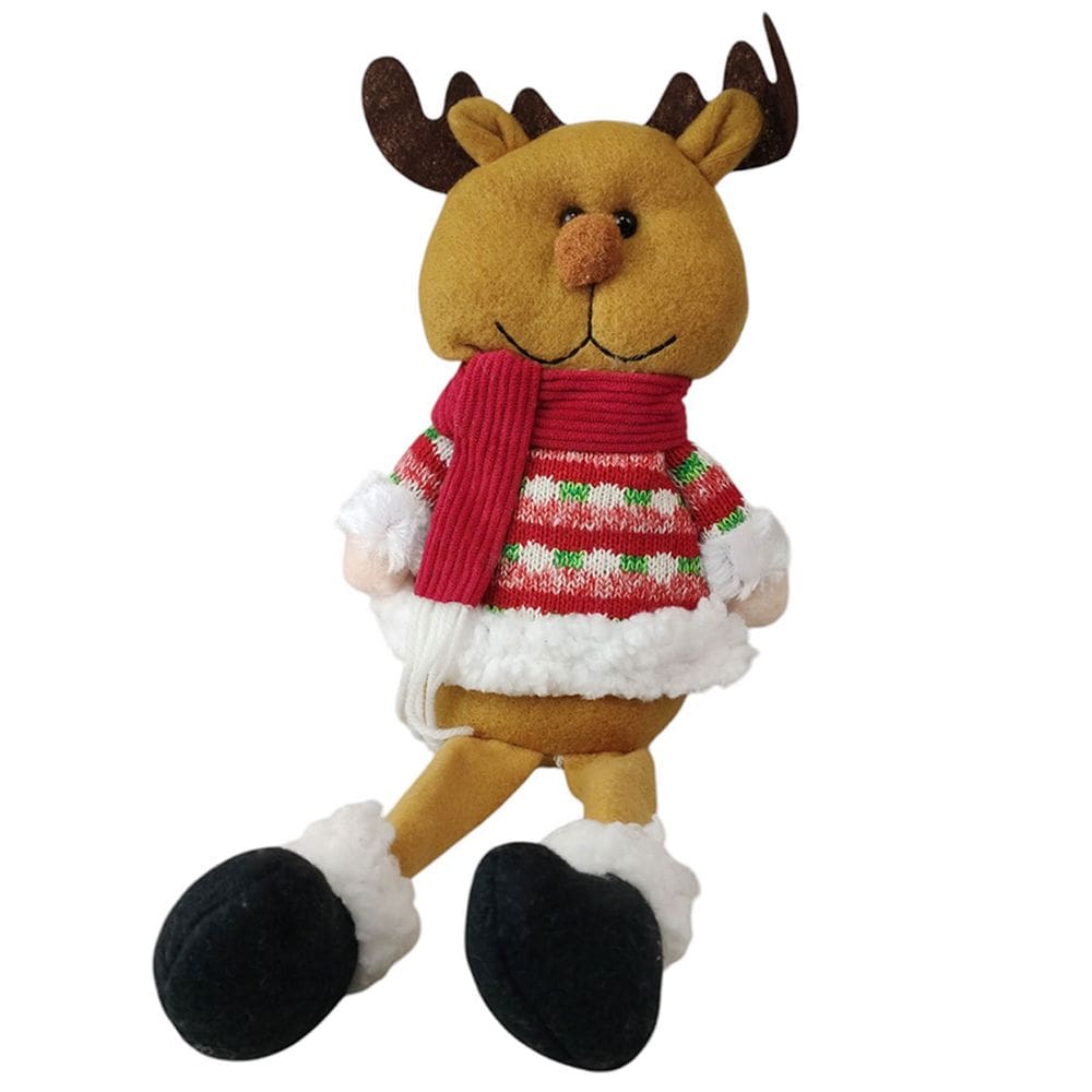 Boneco Rena Sentada Natal Natalino Decoraçao Festa Fim de Ano Enfeite Arvore de Natal Mesa Estante Janela Casa Trabalho Comemoraçao Evento