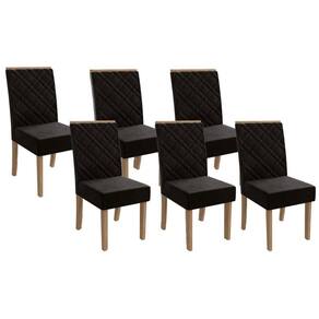 Cadeira Sala de Jantar 2CAD149FR Kit 6 Un Freijo Assento/Encosto Preto - Kappesberg