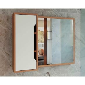 Armário p/ Banheiro BN3645 80x60cm Amêndoa/Branco - Tecno Mobili