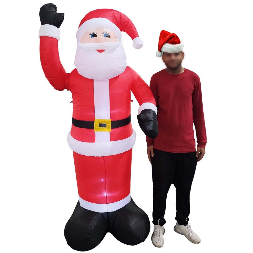 Papai Noel Inflável Elétrico Gigante Led Luz Natal com Braço Mecânico Decoração Natalino Festas Fim de Ano