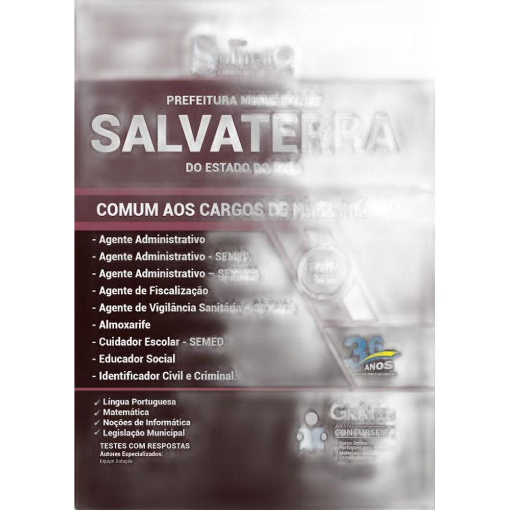 Apostila Salvaterra Pa - Comum Aos Cargos De Nível Médio