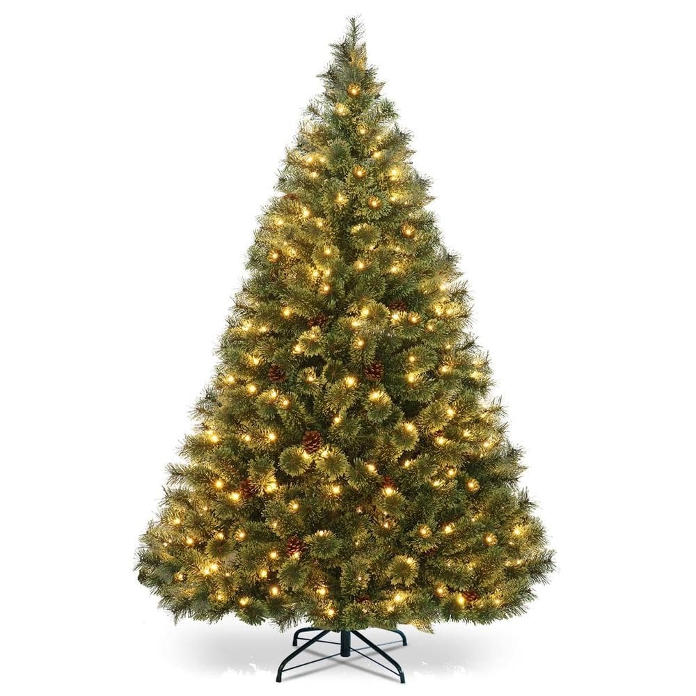 Árvore de Natal HAPPYGRILL de 6 pés pré-iluminada com 260 luzes LED e St