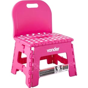 Banqueta Plástica Dobrável Rosa 220mm Com Encosto Vonder