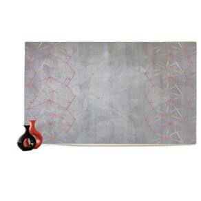 Papel De Parede 3D Concreto Linhas Dourado Rose 3,5M Kkt221