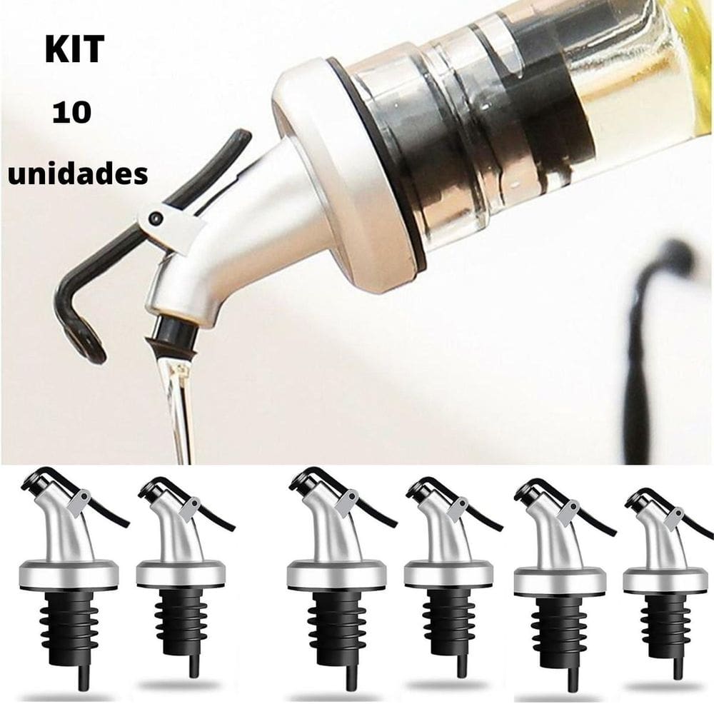 Kit 10 Bico Dosador De Garrafas Azeite Vinagre Galheteiros