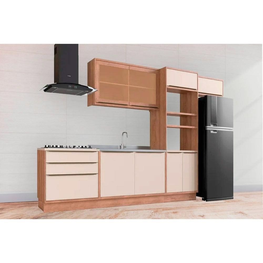 Cozinha Completa Versalis 6 Peças (2Aéreos+2Balcões+1TorreQuente+1Complemento) C6P191 Freijo/Cinza Argila - Herval