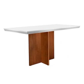 Mesa De Sala Jantar Com tampo Vidro Canto Reto 120x80cm Off White imbuia vidro Off White Rufato